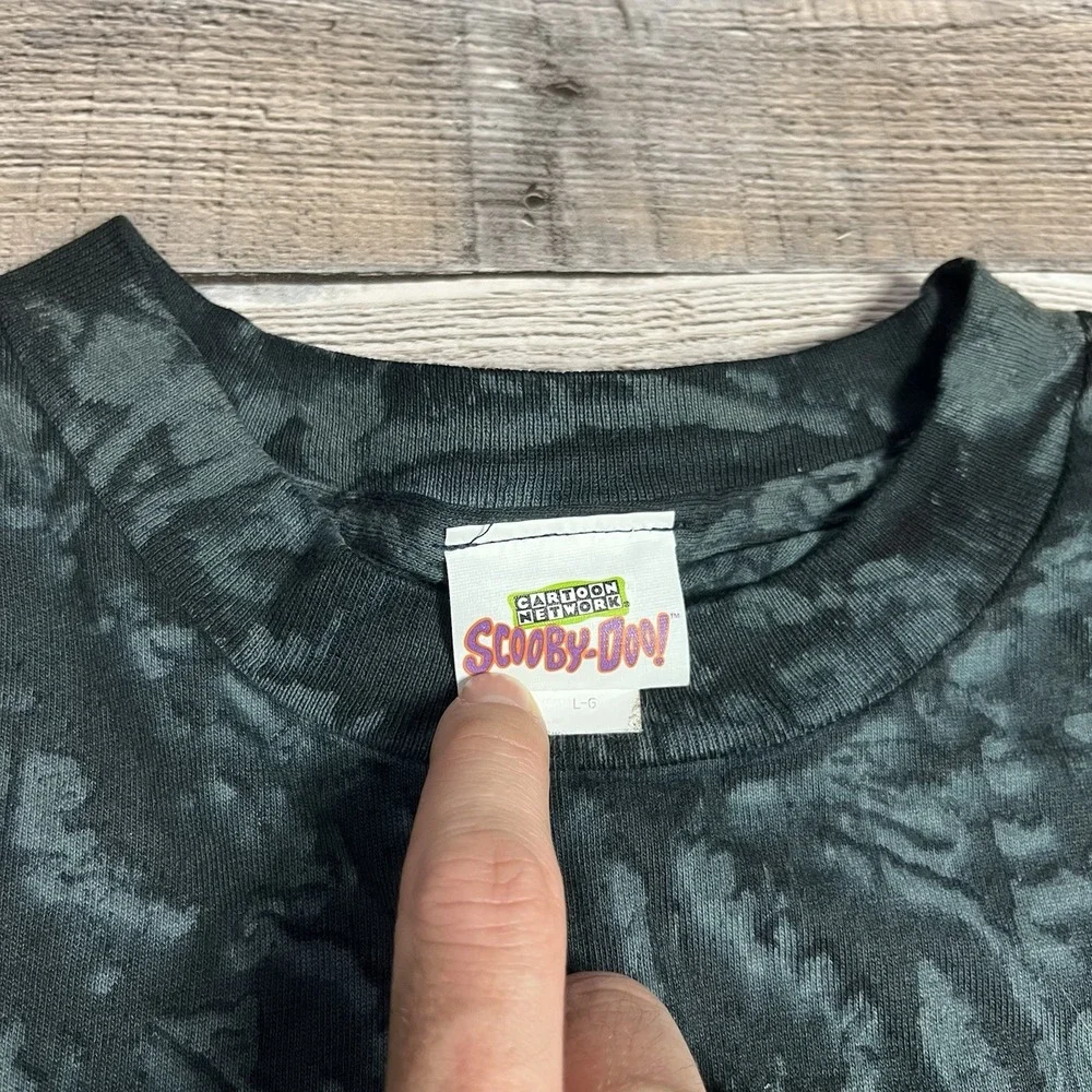 Scooby Doo Shirt Size Large Black Vintage 90s Tie Dye Dragon Monster Scary